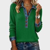 Ravit - Dżinsowa pleciona bluzka z długimi rękawami