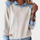 Ravit - Dżinsowa pleciona bluzka z długimi rękawami