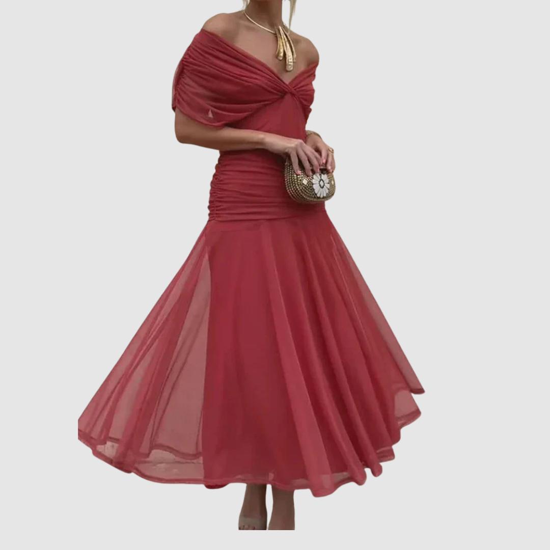 Lucie - Elegancka sukienka z dekoltem w kształcie V