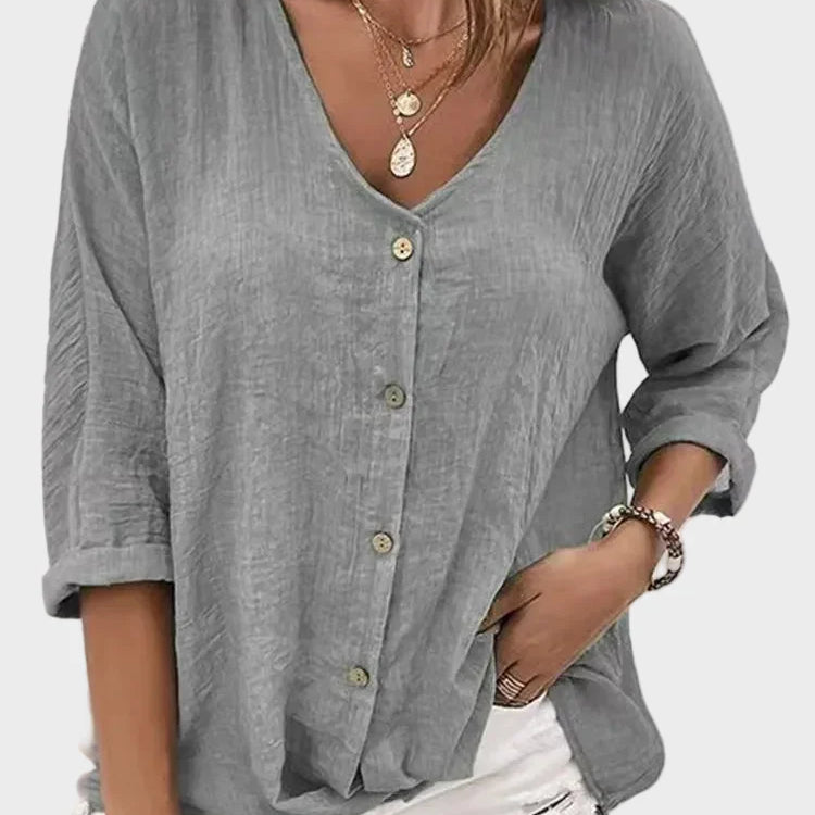 Anna - Letnia Lniana Bluzka