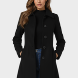 Josephine - Damski zimowy trench coat z jednym guzikiem
