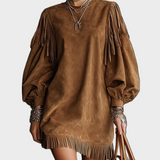 Vintage Sukienka Mini z Rękawami