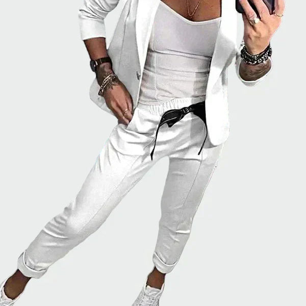 Ella - Damski luźny komplet spodni z marynarką